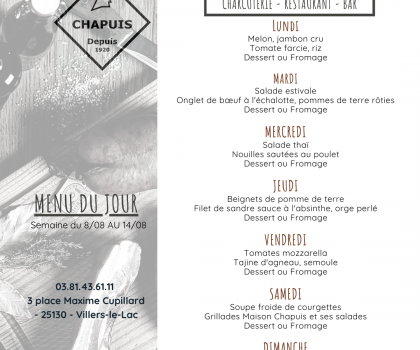 Menu du 8 au 14 Août