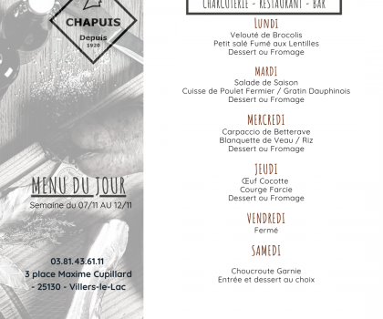 Menu de la semaine 7/11 12/11