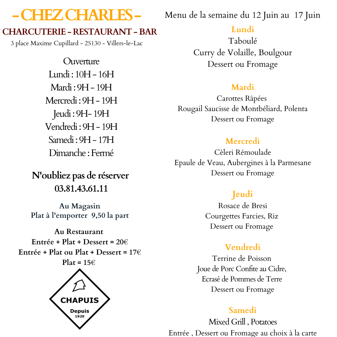 Menu de la Semaine