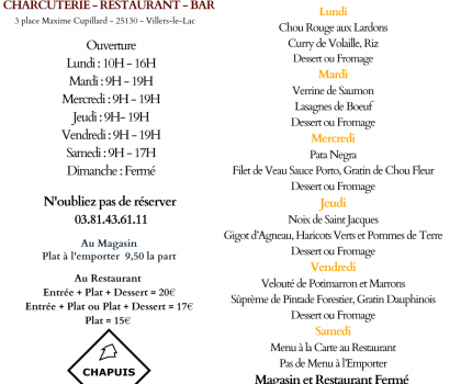 Menu de la Semaine