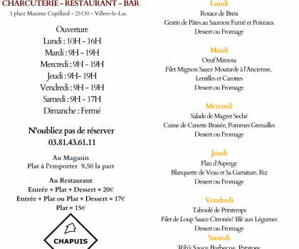 Menu de la Semaine