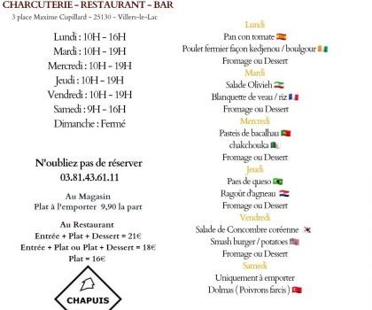 Menu du 15 au 20 juin