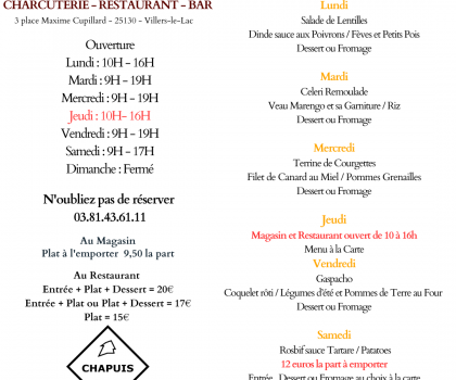 Menu du 12/08 au 17/08