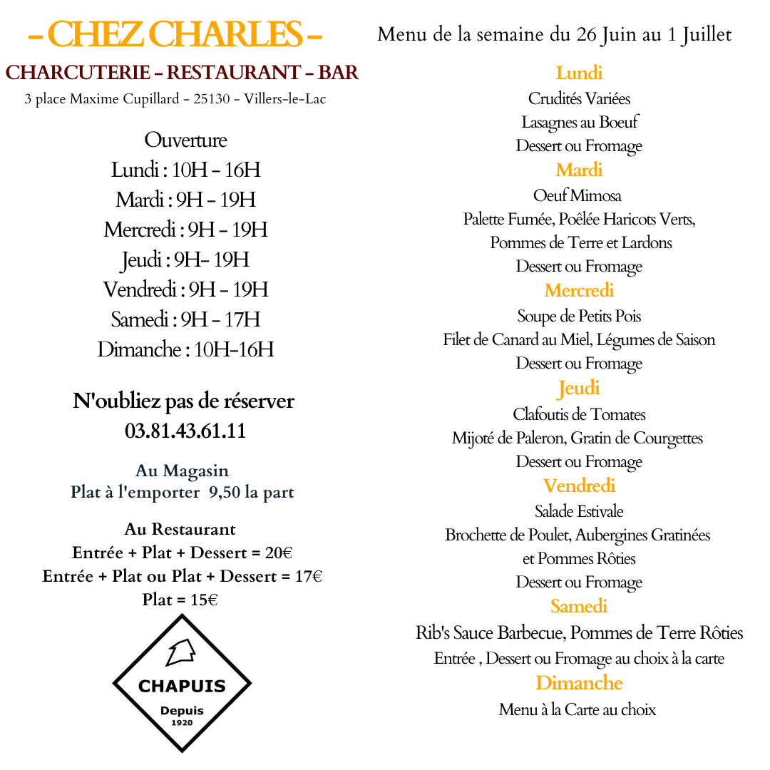 Menu de la Semaine