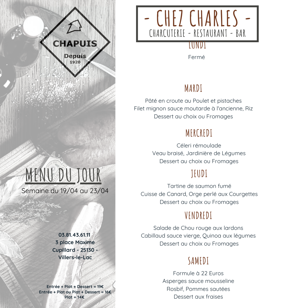 Menu de la semaine 16