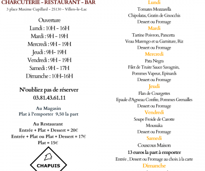 Menu de la Semaine