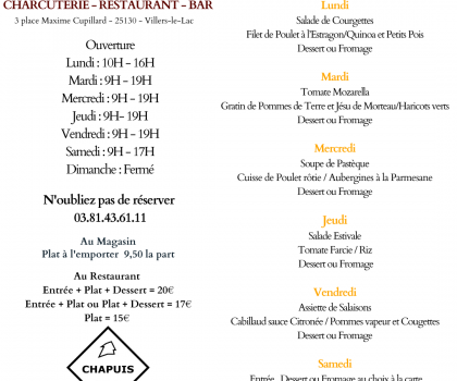 Menu du 05/08 au 10/08