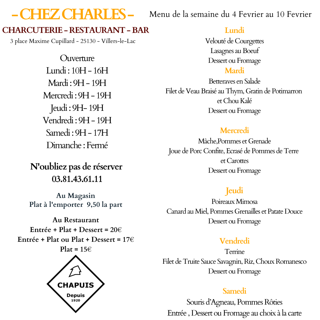 Menu de la Semaine