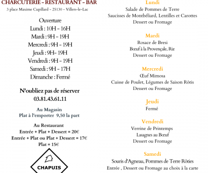 Menu du 15 au 20 Mai 2023