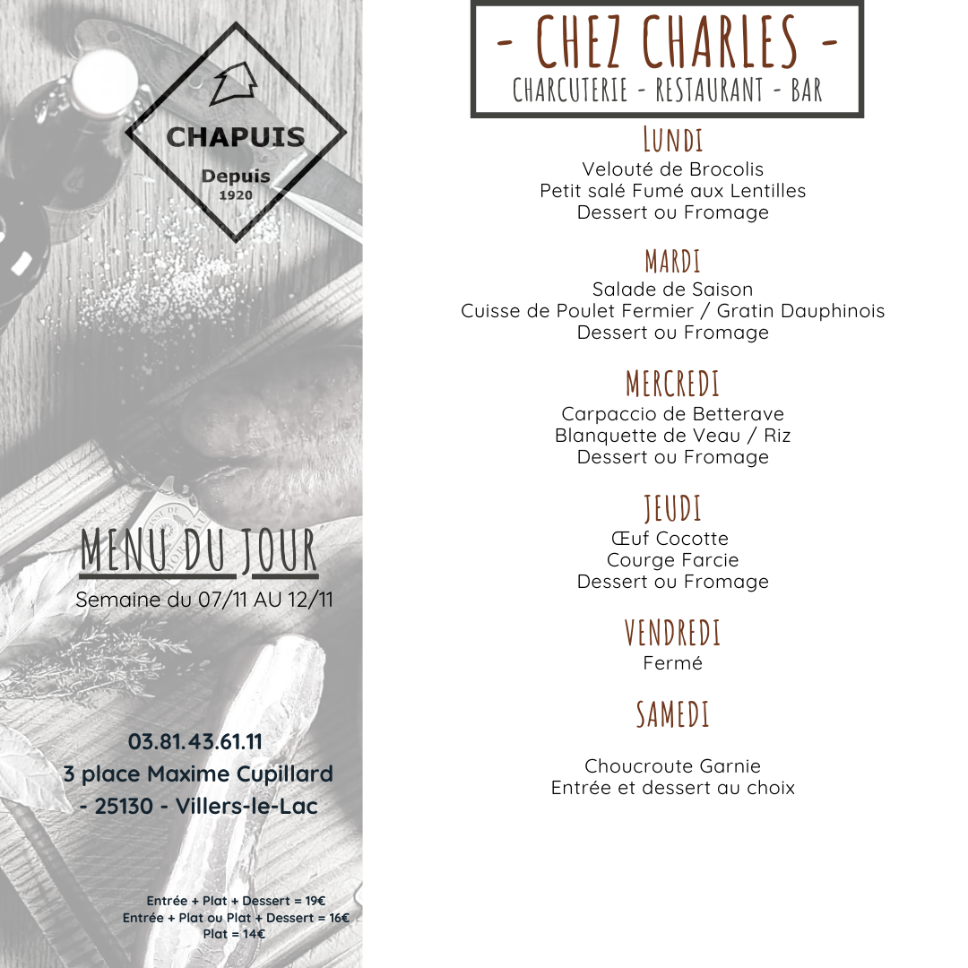 Menu de la semaine 7/11 12/11