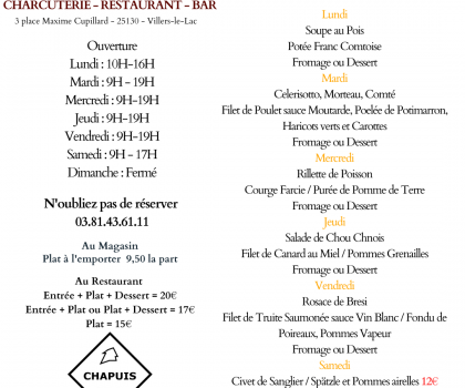 Menu du 17 au 22 Novembre