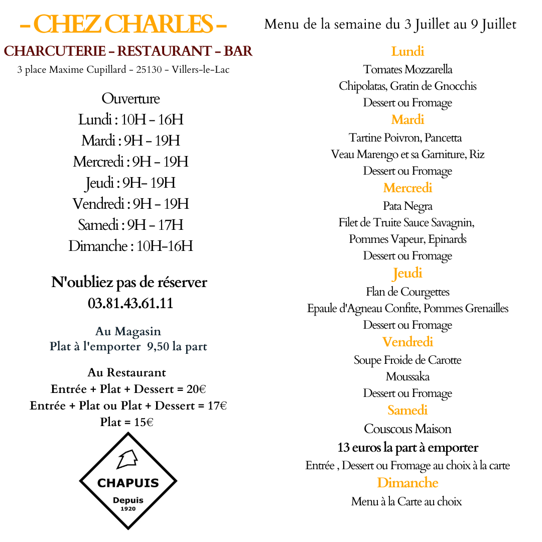 Menu de la Semaine