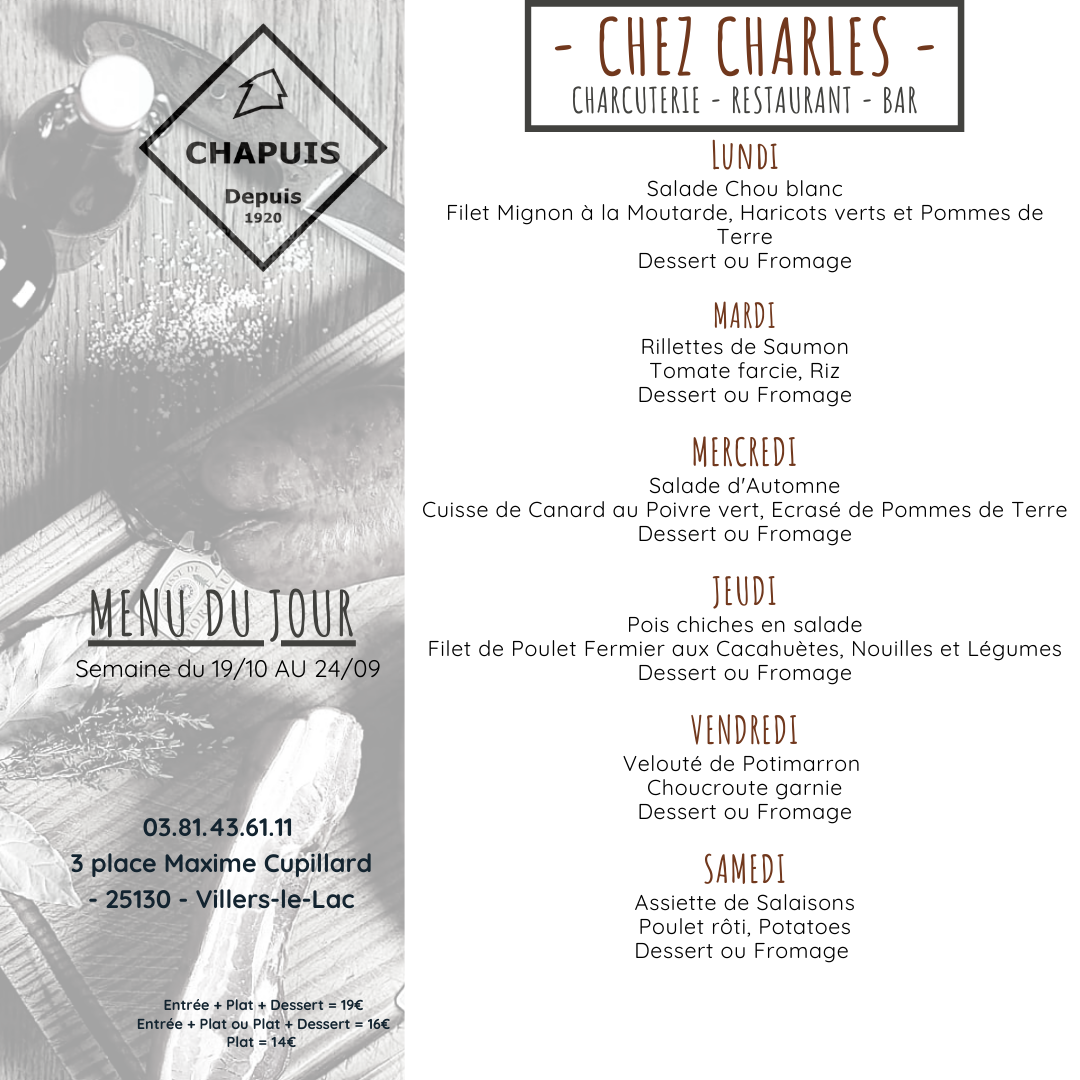 menu de la semaine du 19 au 24 septembre