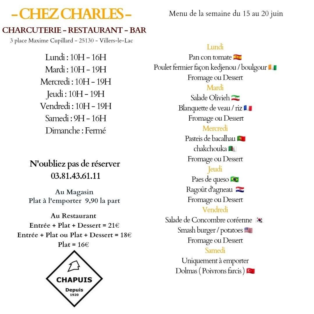 Menu du 15 au 20 juin