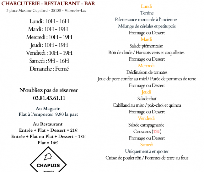 menu du 24 au 29 aout