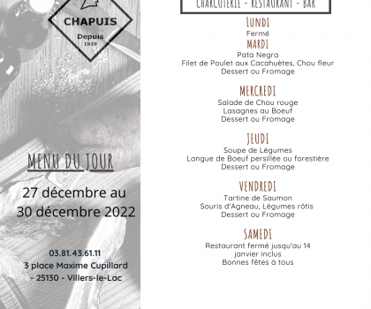 Du 26 au 30 décembre