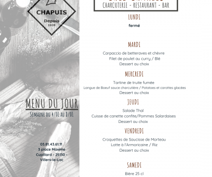 Menu de la semaine 01