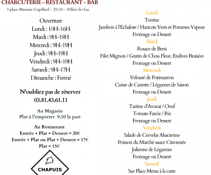 Menu du 6 au 11 Octobre