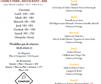 Menu de la semaine 17/06 22/06