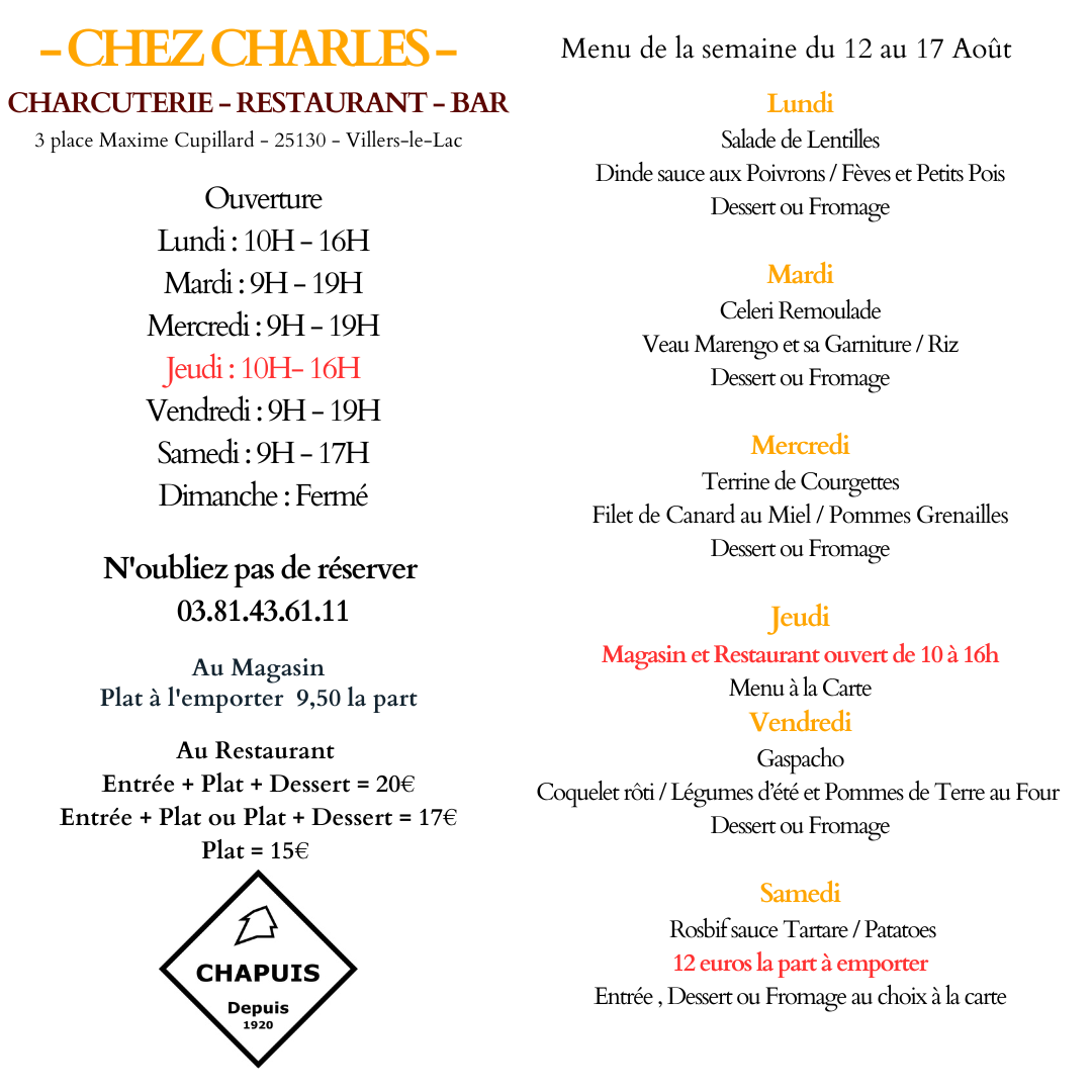 Menu du 12/08 au 17/08