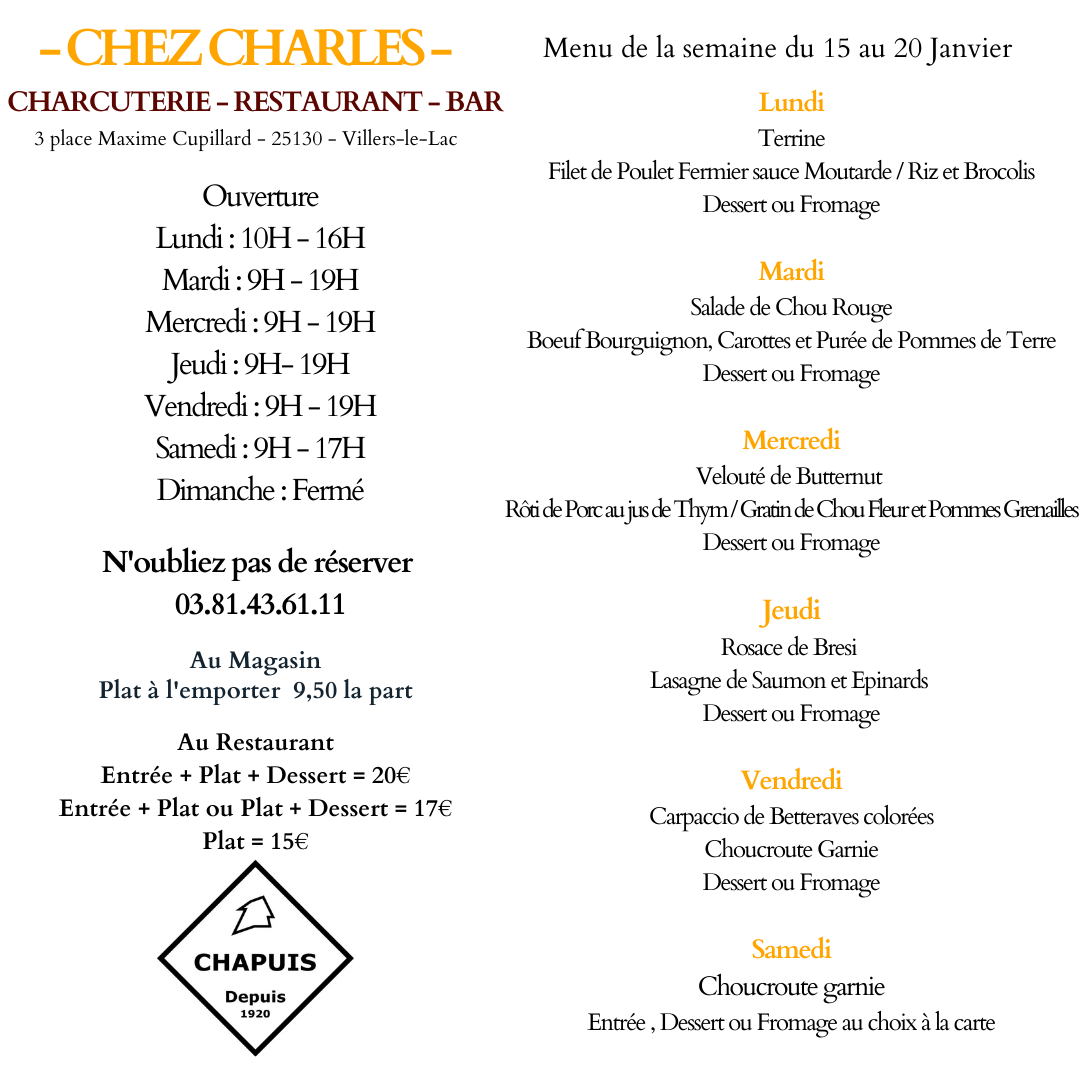 Menu de la semaine 3