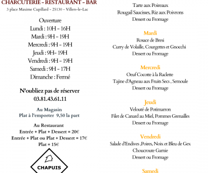 Menu de la Semaine