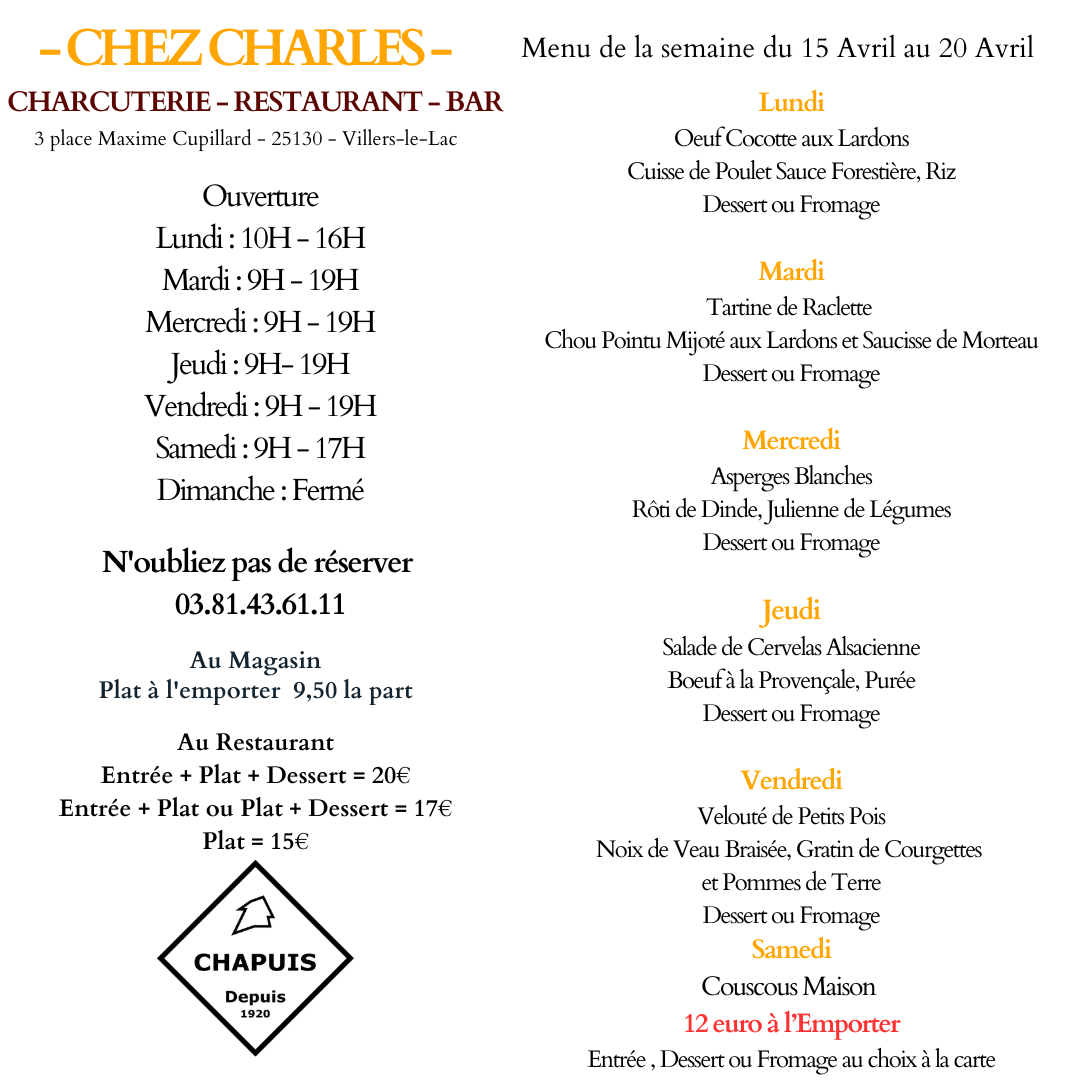 Menu de la Semaine