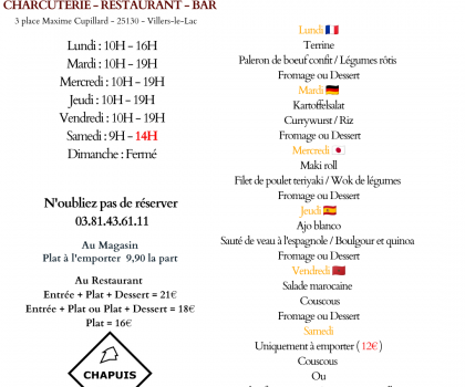 Menu du 29 Juin au 4 Juillet