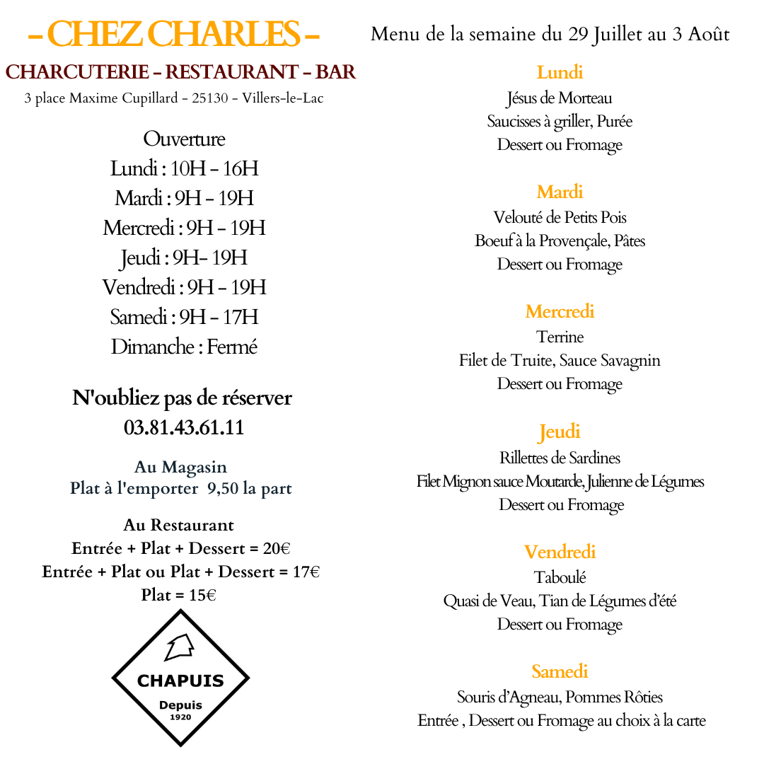 menu du 29/07 au 03/08