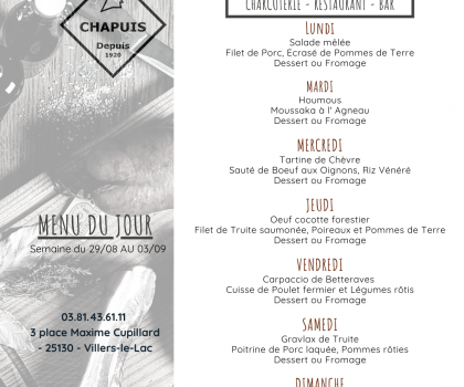menu du 29 août au 3 septembre