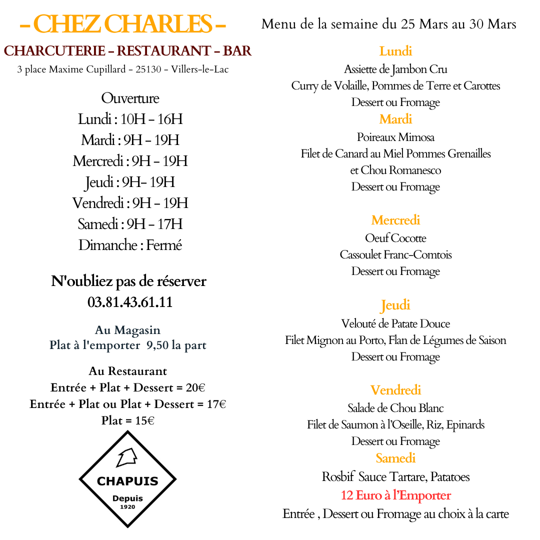 Menu de la Semaine
