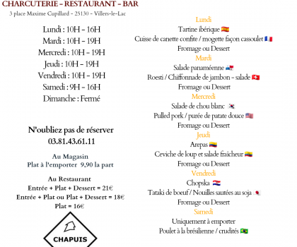 menu du 22 au 27 juin