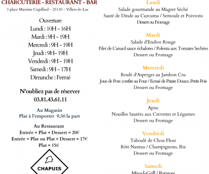 Menu du 24 au 29 Avril