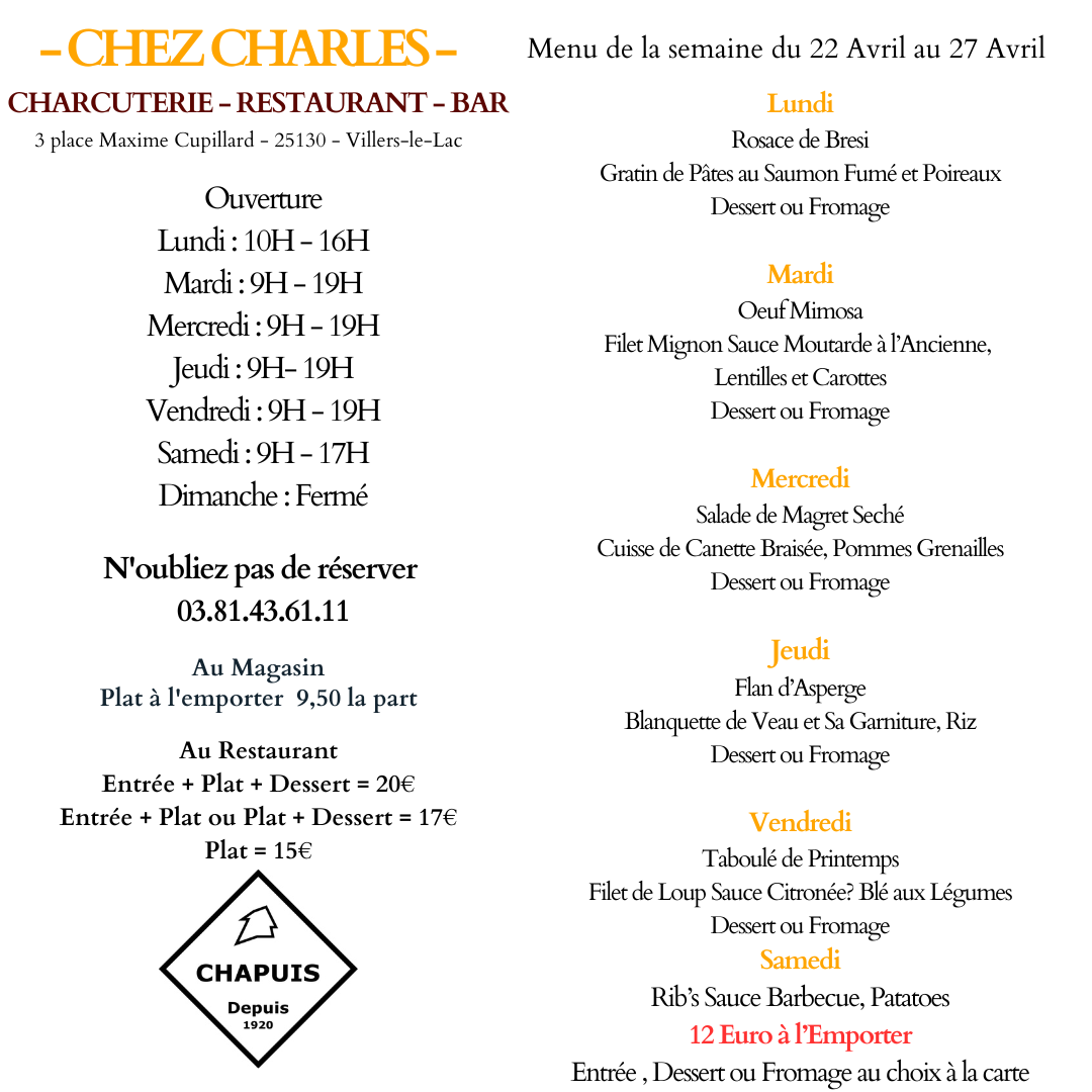 Menu de la Semaine
