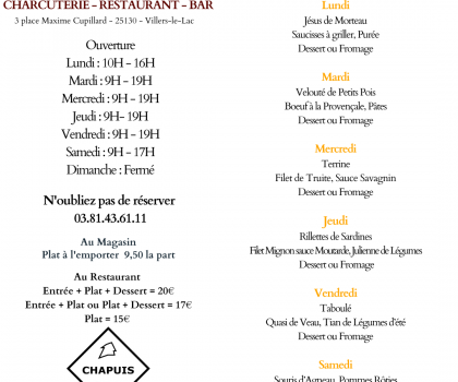 menu du 29/07 au 03/08