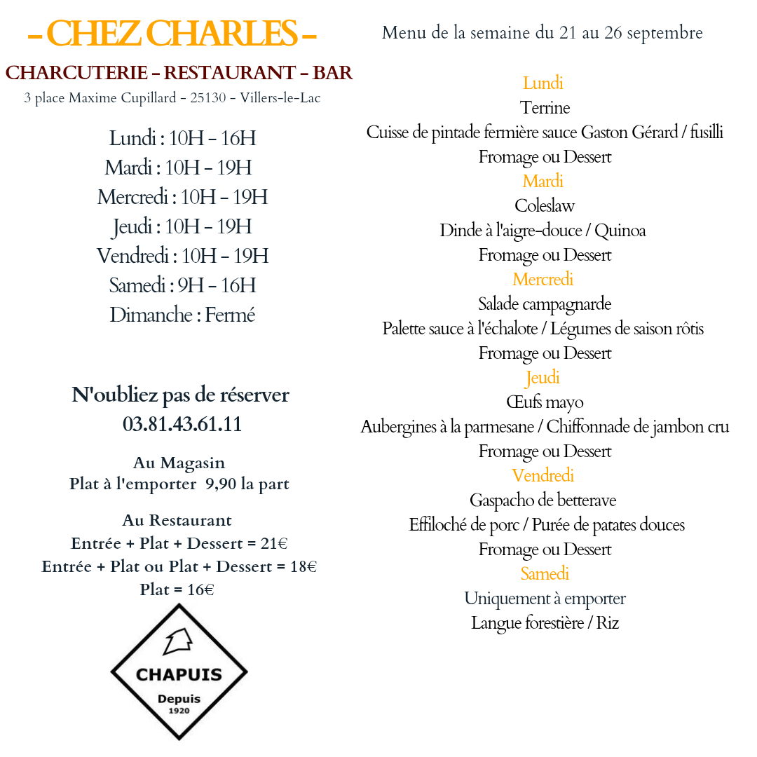 menu du 21 au 26 septembre