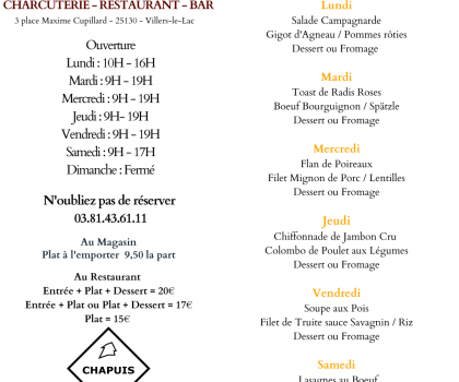 Menu du 13 au 18 Mars