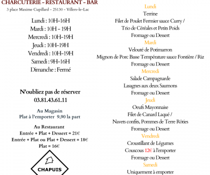 Menu du 2 au 7 février