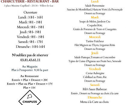 Menu de la Semaine