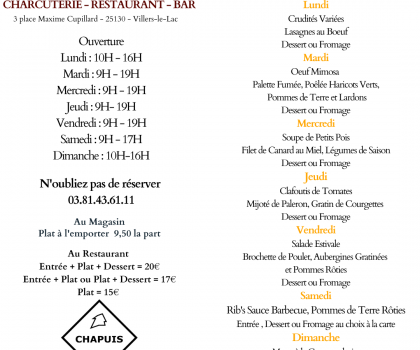 Menu de la Semaine