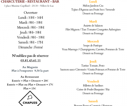 Menu de la semaine du 19 au 24 Juin