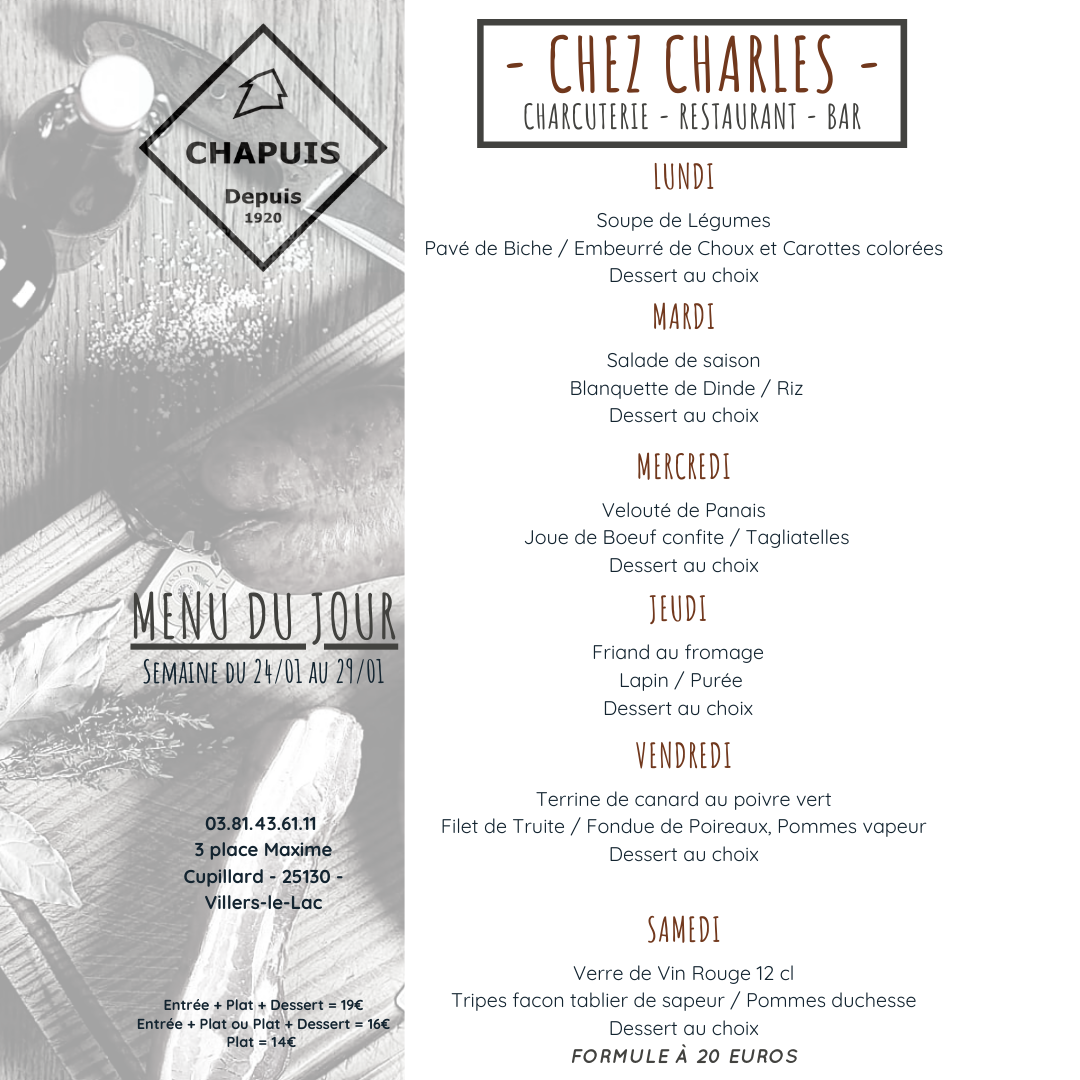 Menu de la semaine 4