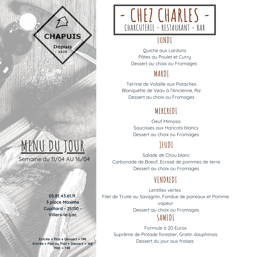 Menu de la semaine 15