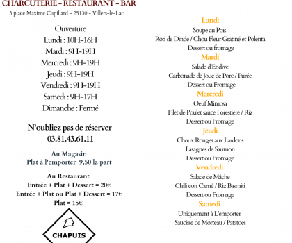 Menu du 24 Février au 1er Mars
