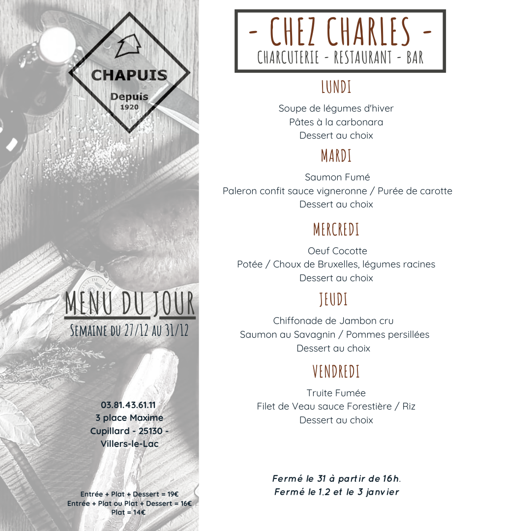 Menu de la semaine 52