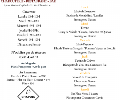 Menu du 22 au 27 Septembre
