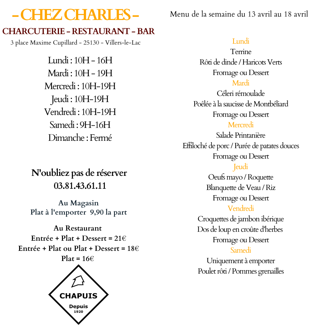 menu du 13 au 18 avril