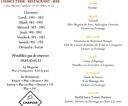 Menu de la Semaine