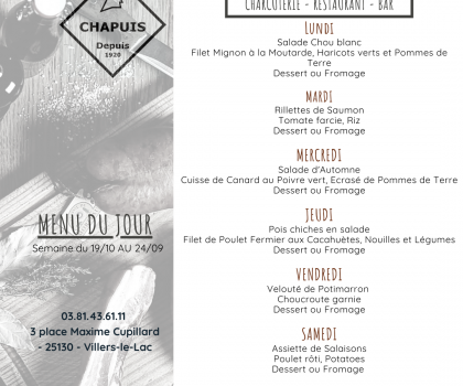 menu de la semaine du 19 au 24 septembre