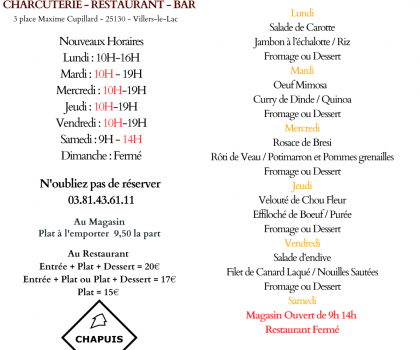 menu du 15 au 20 décembre 2025